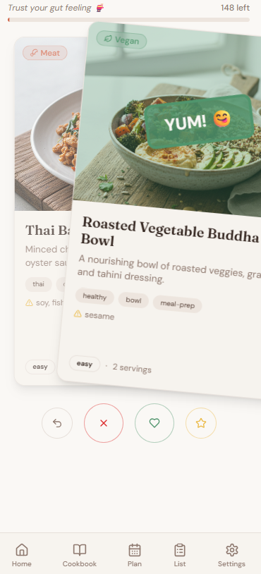 Swiping right on a recipe — YUM!